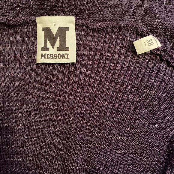 MISSONI SWEATER CARDIGAN PURPLE 3/4 SLEEVE Size 2 38 - Picture 6 of 9
